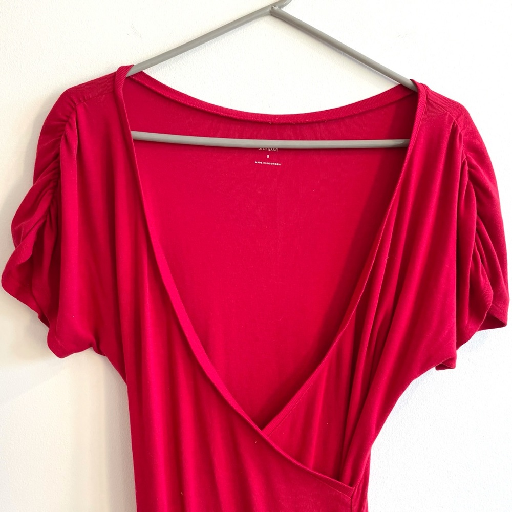 Express Size Small Red Ruched Tunic - Picture 2 of 9